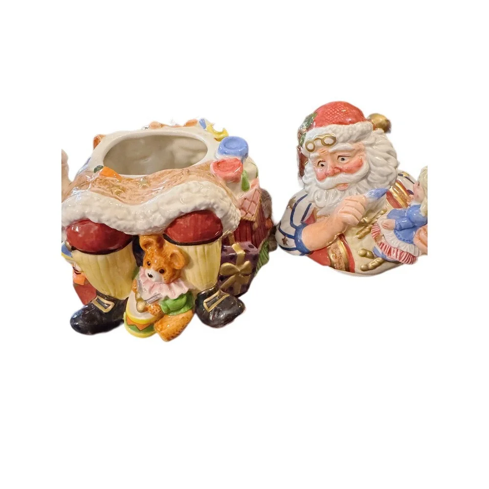 VTG Fitz and Floyd Classics SantasToy Shop Ceramic Christmas Cookie/Candy Jar 8